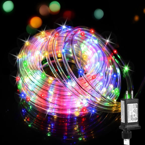 () Rope Lights Outdoor, 33FT 100LED 8 Modes with Plug,  Tube Lights, Twinkle String Lights for Garden Porch  Yard Wedding Party  Year Christmas Decoration - Multicolored