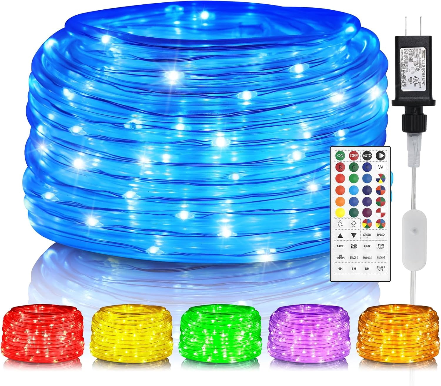 Red Rope Light Remote Controlled Rope Lights for Outside, 40FT 120LED Color Changing with Plug & Remote ...