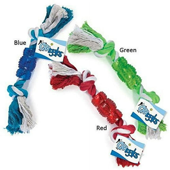 Rope N' Rubber Hard Bones Dog Toy 10" Long Durable Tough Tugging Chew Dogs Toys(All 3 Colors (3 Rope Toys!))
