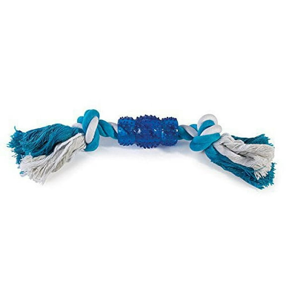 Rope N' Rubber Hard Bones Dog Toy 10" Long Durable Tough Tugging Chew Dogs Toys(Blue)