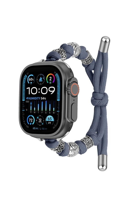 Rope Nylon Braided Band for Apple Watch 42(Series 1 2 3)/44/45/46/49mm, Adjustable Wristband Replacement Strap for Men Women for iWatch Series 11 10 9 8 7 6 5 4 3 2 1 SE321 Ultra321, Gray