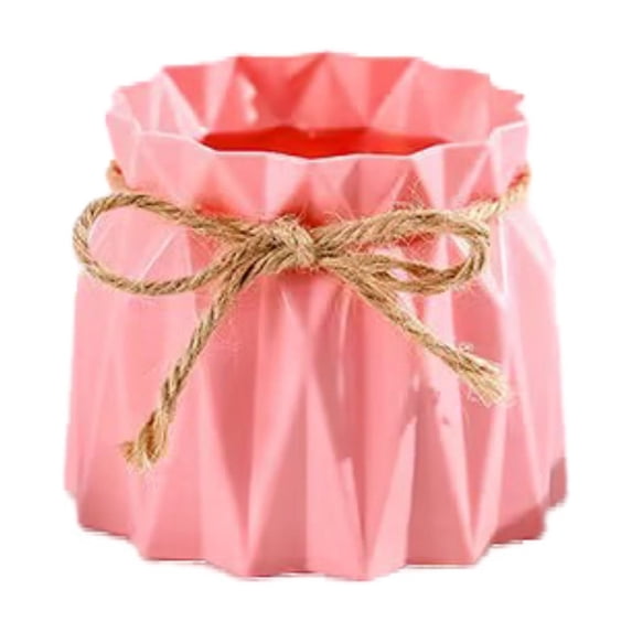 Rope Plastic Vase Decorative Flower Pot - Faux Ceramic European Modern Centerpiece for Living Room Office, Pink