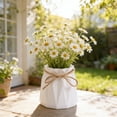 thumbnail image 1 of Rope Plastic Vase Faux Ceramic Flower Pot European Modern Centerpiece, Diamond Geometric Jute Wrapped, 4 in Decorative Accent for Living Room Office, 1 of 6