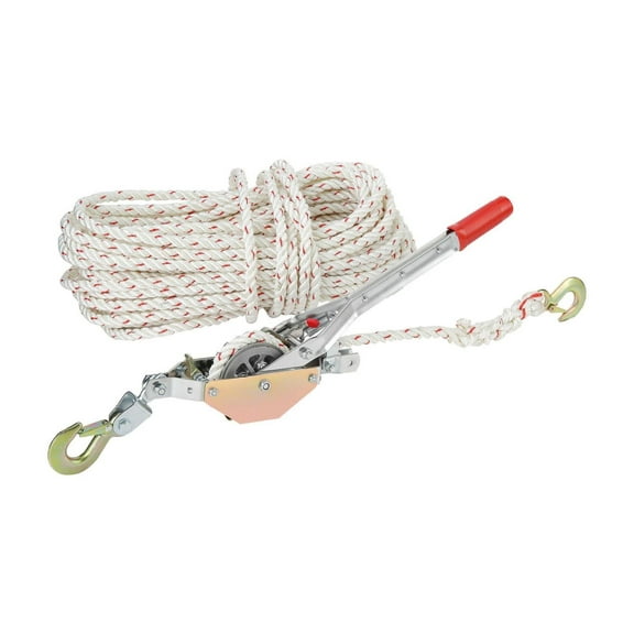 Rope Puller 3/4 Ton Come Along Winch - 1653 lbs Capacity, 100ft Rope - Heavy Duty Ratchet Tool for Boats, Logs, & Transport