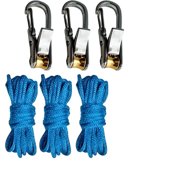 Rope Roller, 3-Pack Paracord Adjusters, Rope with Roller Tensioner for Easy and Secure Tying, Duty Tie Down for Camping, Tarps, Guy Lines, Boating & Outdoor Gear – Includes Cord & Carry Case