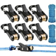 Rope Roller, 6-Pack Paracord Adjusters, Rope Tightening Tool & Tensioner,Rope with Roller Tensioner Heavy-Duty Tie Down for Camping, Tarps, Guy Lines, Boating & Outdoor Gear