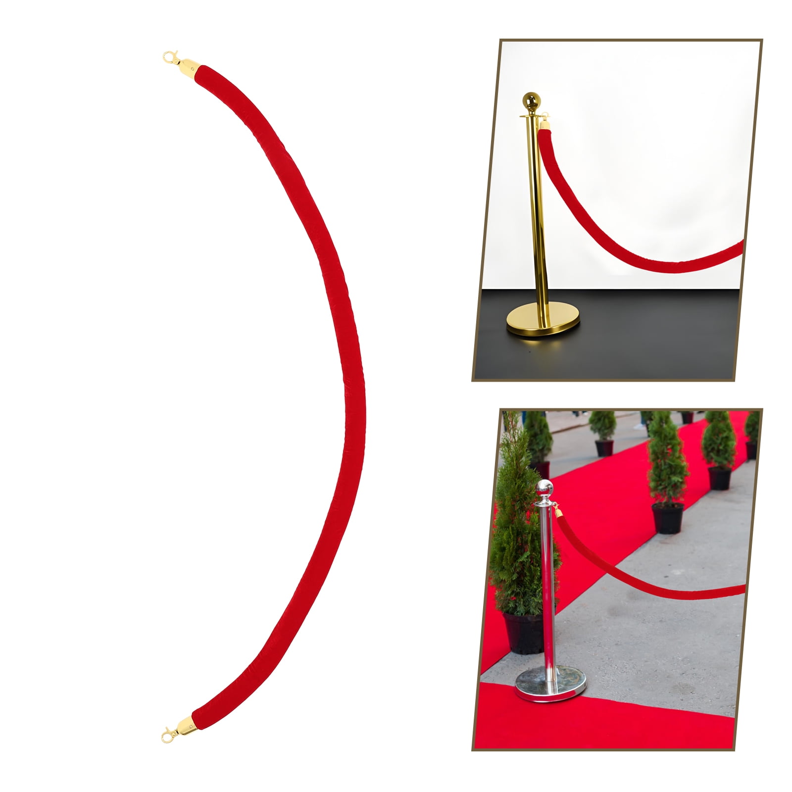 FRCOLOR Heavy Duty Red Queue Rope Barrier Rope with Clasps Stainless ...