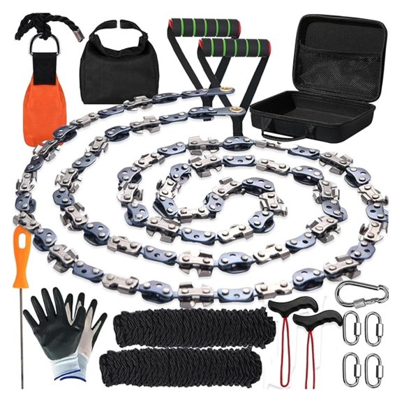 Rope Saw 55 Inch, High Limb Chainsaw for Tree Pruning, 72 Teeth Hand Saw, Tree Limb Cutter with 11oz Weight, Pocket Chainsaw for Camping & Gardening