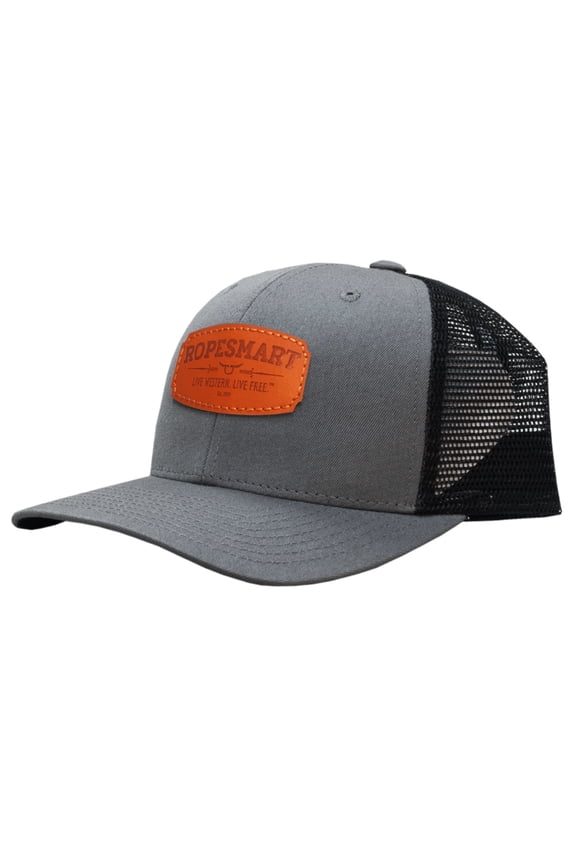 Rope Smart Western Mesh Flat Trucker Snapback Leather Solo Oval Patch Cap