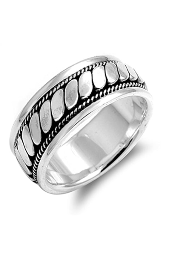 Rope Spinner Fidget Twist Bali Wedding Ring ( Sizes 8 9 10 11 12 13 14 ) .925 Sterling Silver Band Rings (Size 12)