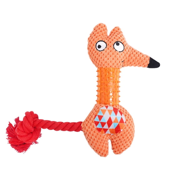 Rope Squeaky Dog Toys - Fox & Deer Animal Shapes,Durable Interactive Tug of War Toys,Teething Toys for Puppies
