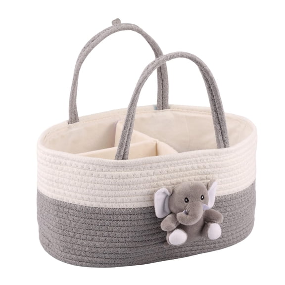 Rope Storage Basket for Baby Clothes & Toys, Nursery Organizer with Handles, Infant Room Decor, Holds Diapers, Blankets, & Essentials for Home or Travel