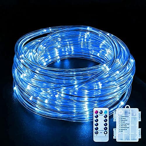 Rope String Lights, 12M 100LED Rope String Lights Ribbon Mood Rope Light Waterproof Battery Tube Lights 8 Modes