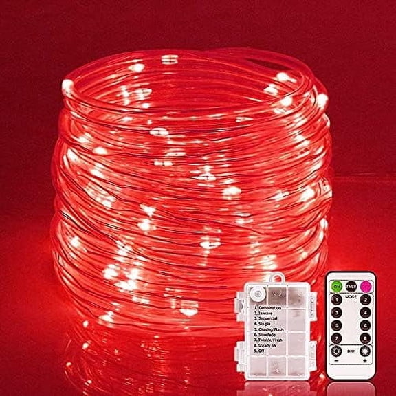 Rope String Lights, 12M 100LED Rope String Lights Ribbon Mood Rope Light Waterproof Battery Tube Lights 8 Modes
