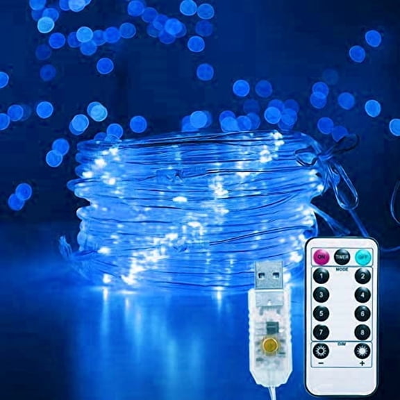 Rope String Lights- 12M 100LED Rope String Lights Ribbon Mood Rope Light Waterproof USB Tube Lights 8 Modes.