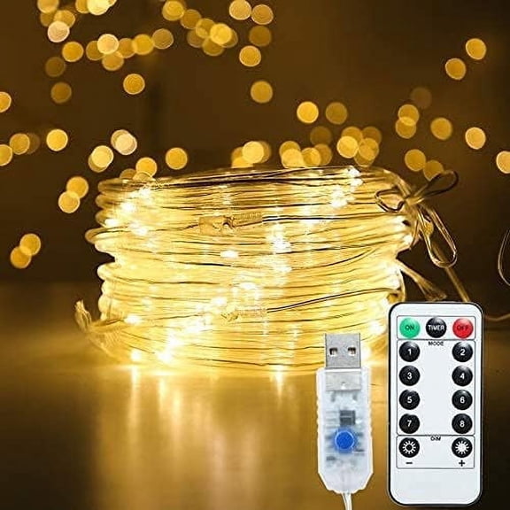 Rope String Lights, 12M 100LED Rope String Lights Ribbon Mood Rope Light Waterproof USB Tube Lights 8 Modes