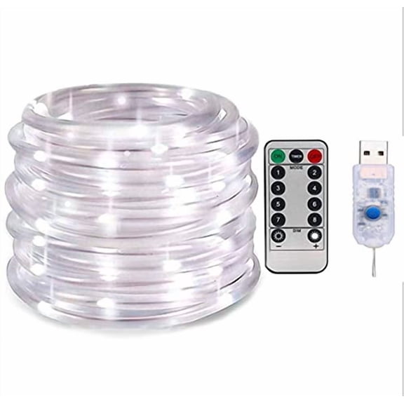Rope String Lights- 12M 100LED Rope String Lights Ribbon Mood Rope Light Waterproof USB Tube Lights 8 Modes.