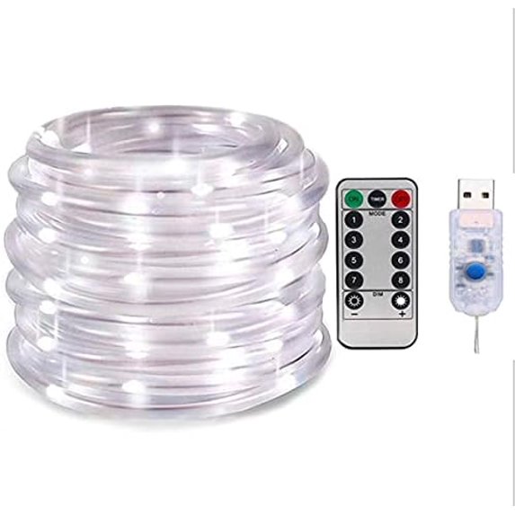 Rope String Lights, 12M 100LED Rope String Lights Ribbon Mood Rope Light Waterproof USB Tube Lights 8 Modes