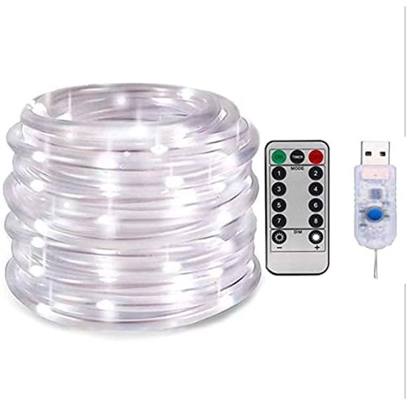 Rope String Lights, 12M 100LED Rope String Lights Ribbon Mood Rope Light Waterproof USB Tube Lights 8 Modes