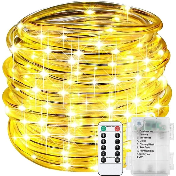 Rope String Lights, 22M/72ft 200LED Waterproof 8 Mode/Battery Christmas Lights,String Lights Outdoor Indoor for Trampoline Camping Canopy Tent Deck Decor