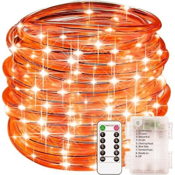 Rope String Lights, 32M/105ft 300LED Waterproof 8 Mode/Battery Christmas Lights,String Lights Outdoor Indoor for Trampoline Camping Canopy Tent Deck Decor