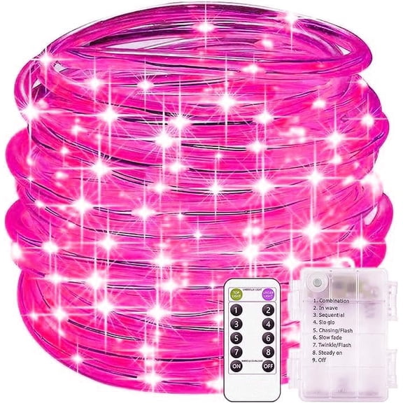 Rope String Lights- 32M/105ft 300LED Waterproof 8 Mode/Battery Christmas Lights-String Lights Outdoor Indoor For Trampoline Camping Canopy Tent Deck Decor.
