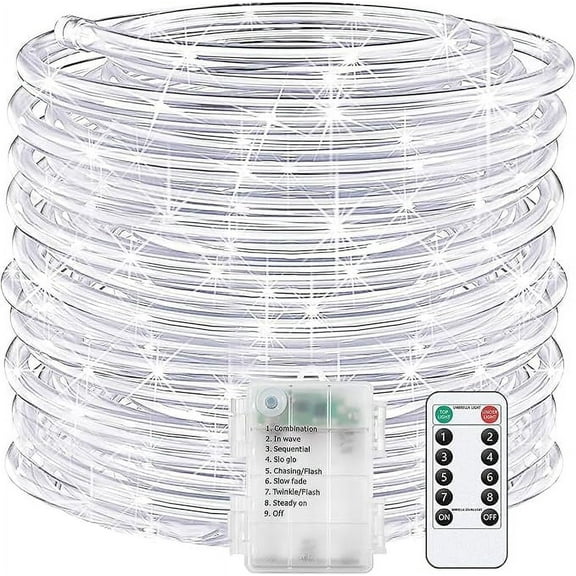 Rope String Lights, 7M/23ft 50LED Waterproof 8 Mode/Battery Christmas Lights,String Lights Outdoor Indoor for Trampoline Camping Canopy Tent Deck Decor