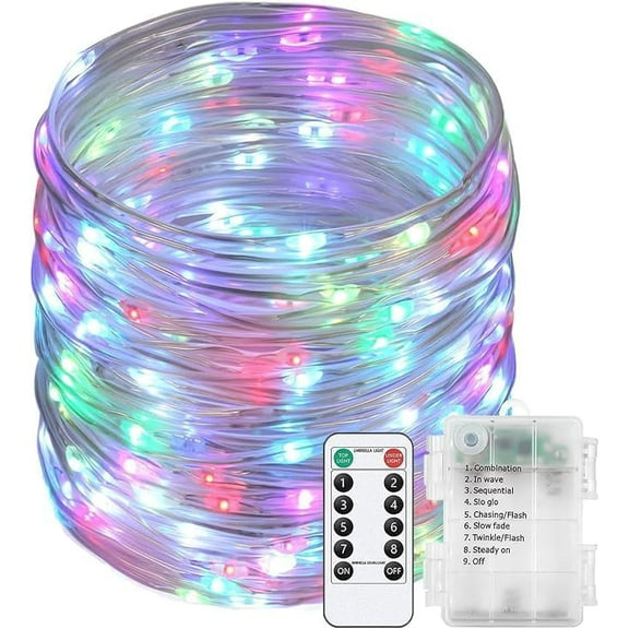 Rope String Lights, 7M/23ft 50LED Waterproof 8 Mode/Battery Christmas Lights,String Lights Outdoor Indoor for Trampoline Camping Canopy Tent Deck Decor