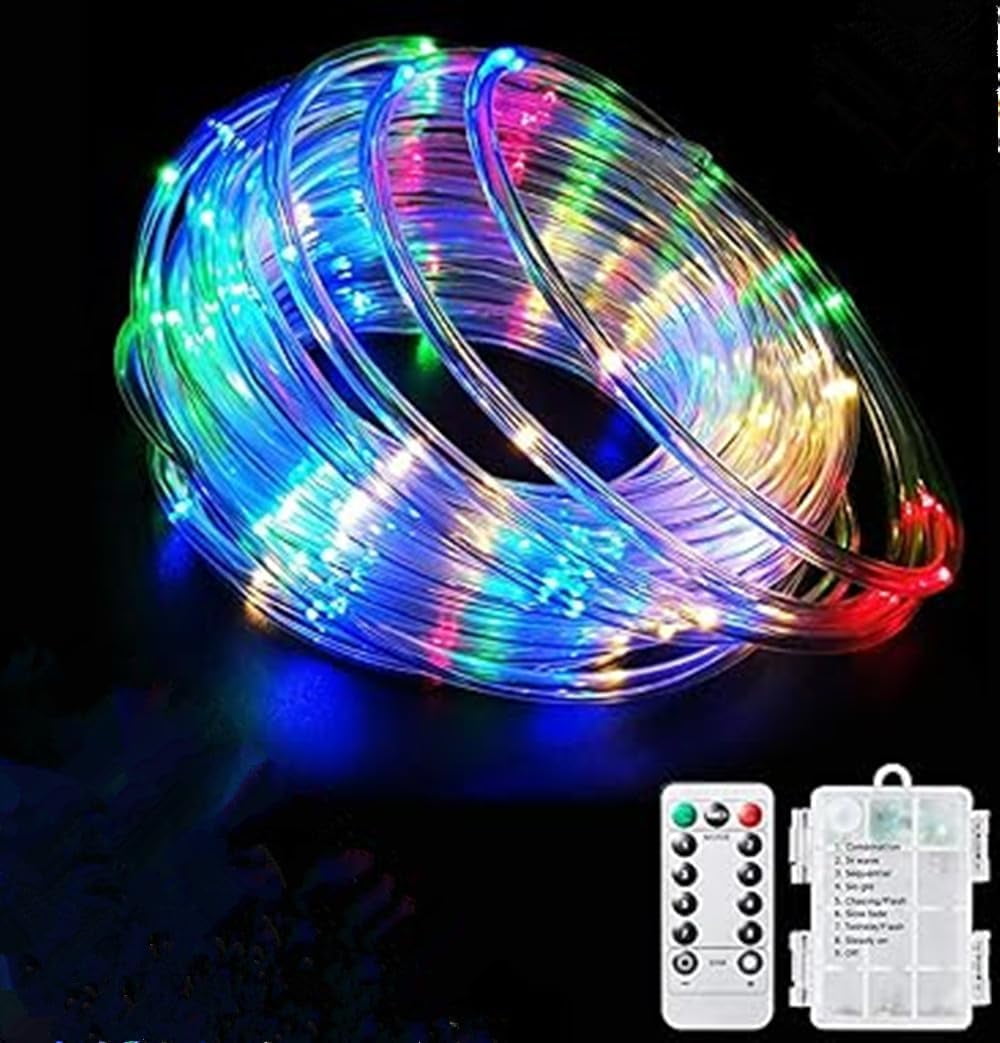 Rope String Lights, 7M/23ft 50LED Waterproof 8 Mode/Remote Battery Christmas Lights,Battery Powered String Lights Outdoor Indoor for Christmas Decorations