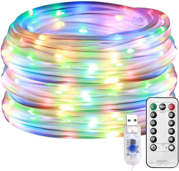 Rope String Lights, LED Rope Lights Waterproof 8 Mode USB Tube Lights ...