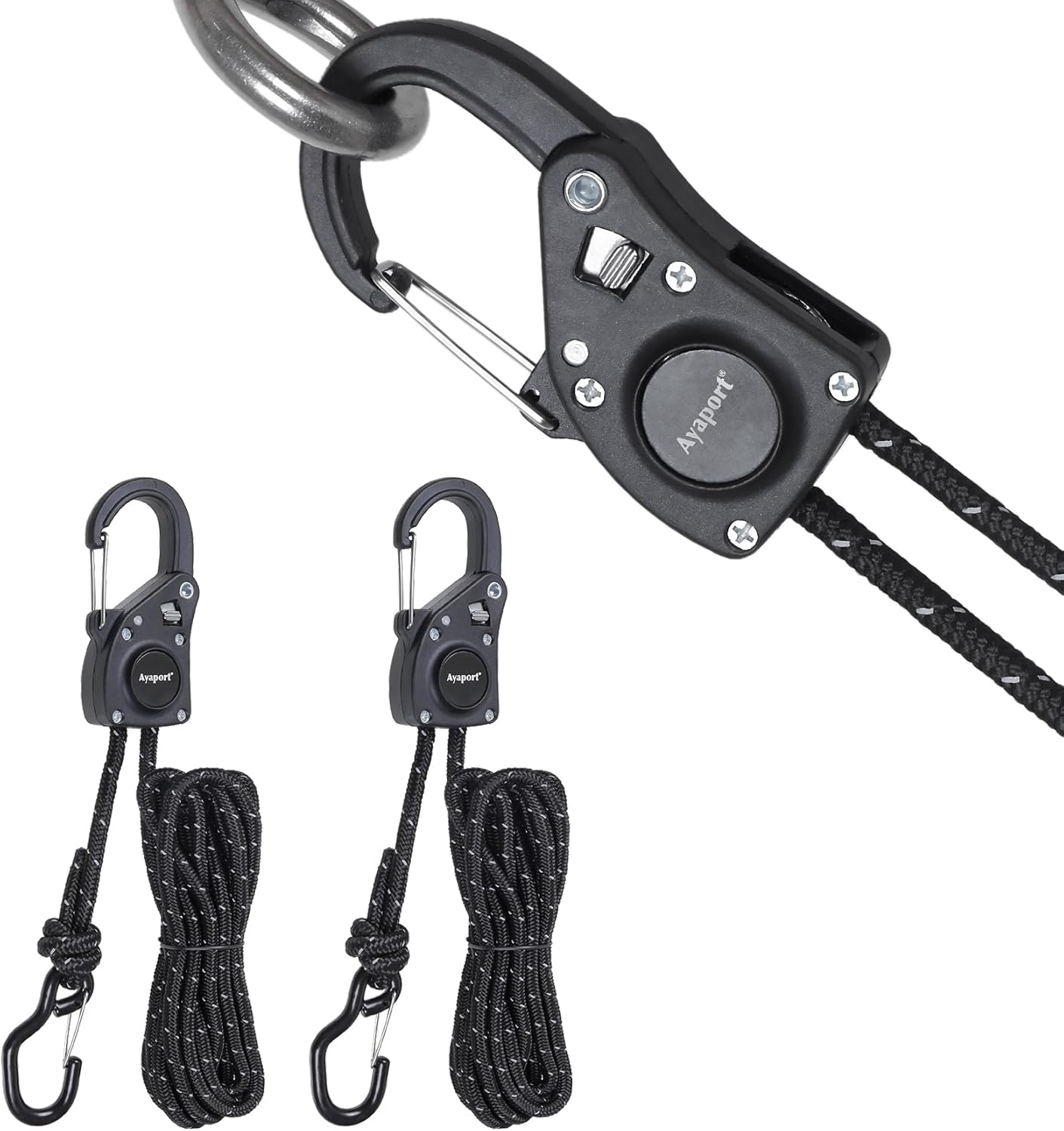 Rope Tie Down Ratchet with Carabiner Clip 1/4