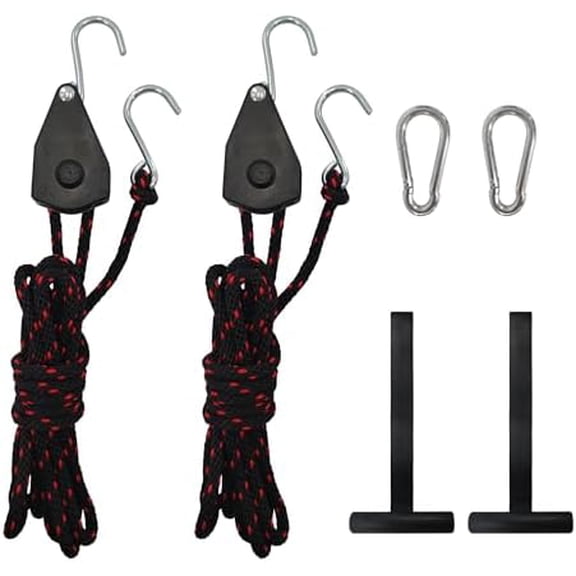 Rope Tie Downs, 3/8" x 15ft Straps Heavy Duty Adjustable Pulley Rope Clip Hanger for Kayak Canoe(2-Pack)$$Tools & Hardware Other