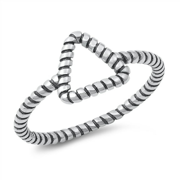 Rope Triangle Ring .925 Sterling Silver Band Jewelry Female Male Unisex Size 9
