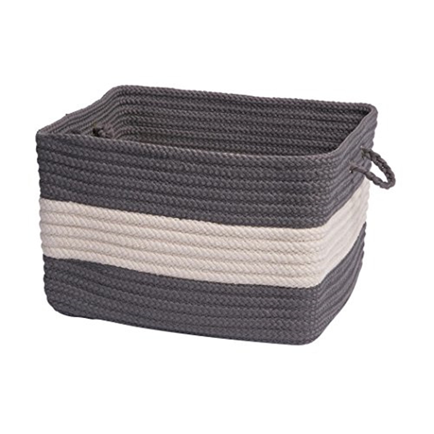 Gray and White Square Braided Polypropylene Basket