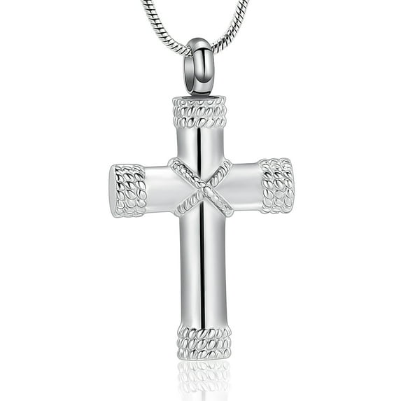 Rope Winding Cross Cremation Ashes Urn Pendant Necklace Memorial Keepsake Jewelry Lord’s Prayer Cross Ashes Necklaces