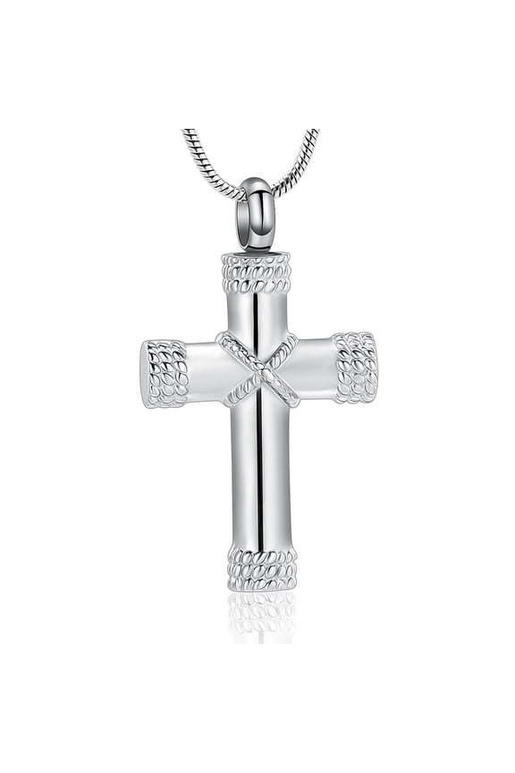 Rope Winding Cross Cremation Ashes Urn Pendant Necklace Memorial Keepsake Jewelry Lord’s Prayer Cross Ashes Necklaces