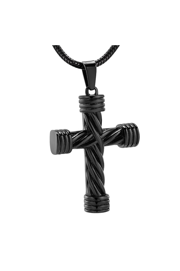 Rope Winding Cross Cremation Ashes Urn Pendant Necklace Memorial Keepsake Jewelry Lord’s Prayer Cross Ashes Necklaces