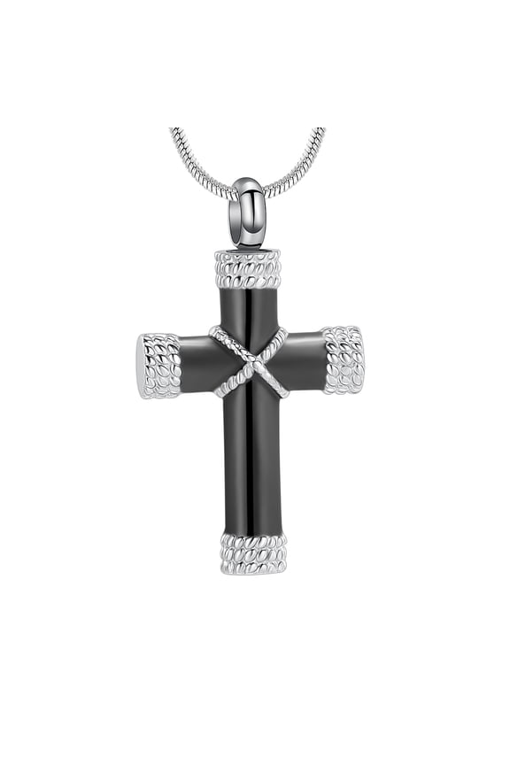 Rope Winding Cross Cremation Ashes Urn Pendant Necklace Memorial Keepsake Jewelry Lord’s Prayer Cross Ashes Necklaces