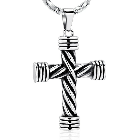 Rope Winding Cross Cremation Ashes Urn Pendant Necklace Memorial Keepsake Jewelry Lord’s Prayer Cross Ashes Urn Necklaces