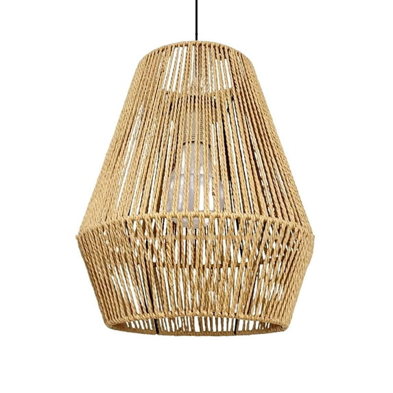 Rope Woven Hanging Lamp Shade Light Shade Retro Rustic Ceiling Lantern Cover Khaki