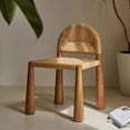 thumbnail image 1 of Rope Woven Single Back Dining Chair, Modern Dining Chairs, Minimalist Retro Solid Wood Accent Chairs, Creative Desk Chair, Woven Makeup Chair(Brown), 1 of 6
