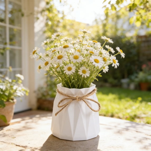 Rope Wrapped Plastic Decorative Vase, Faux Ceramic Flower Pot, Modern ...