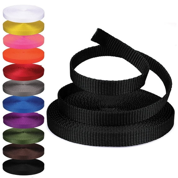 Rope and Cord Nylon Webbing – 1/2 in. Multipurpose Webbing for Cargo Straps, Pulley Lines, and More! – Black, 1 yard