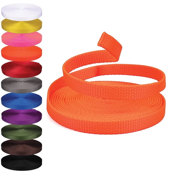 Rope and Cord Nylon Webbing – 1/2 in. Multipurpose Webbing for Cargo Straps, Pulley Lines, and More! – Orange