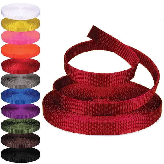 Rope and Cord Nylon Webbing – 1/2 in. Multipurpose Webbing for Cargo Straps, Pulley Lines, and More! – Red