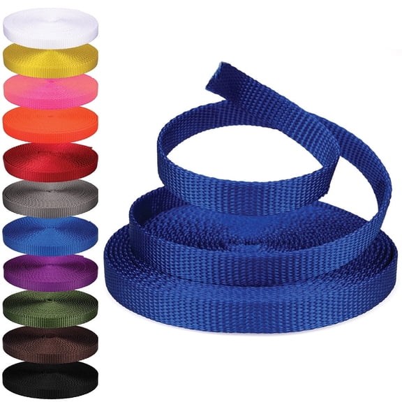 Rope and Cord Nylon Webbing – 1/2 in. Multipurpose Webbing for Cargo Straps, Pulley Lines, and More! – Royal Blue