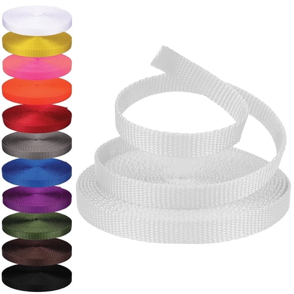 Rope and Cord Nylon Webbing – 1/2 in. Multipurpose Webbing for Cargo Straps, Pulley Lines, and More! – White