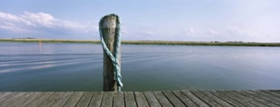 Rope at small harbor Mecklenburg-Vorpommern Germany Canvas Art - Panoramic Images (30 x 12)