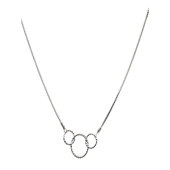 Rope-style Twist Rings Sterling Silver Box Chain Necklace With 20"+ 2" Extender