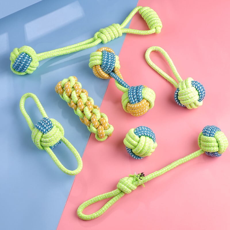 Rope toys, teeth cleaning, chewing, and rope tug of war dog toys designed specifically for small and medium-sized dog breeds, making them busy chewing toys